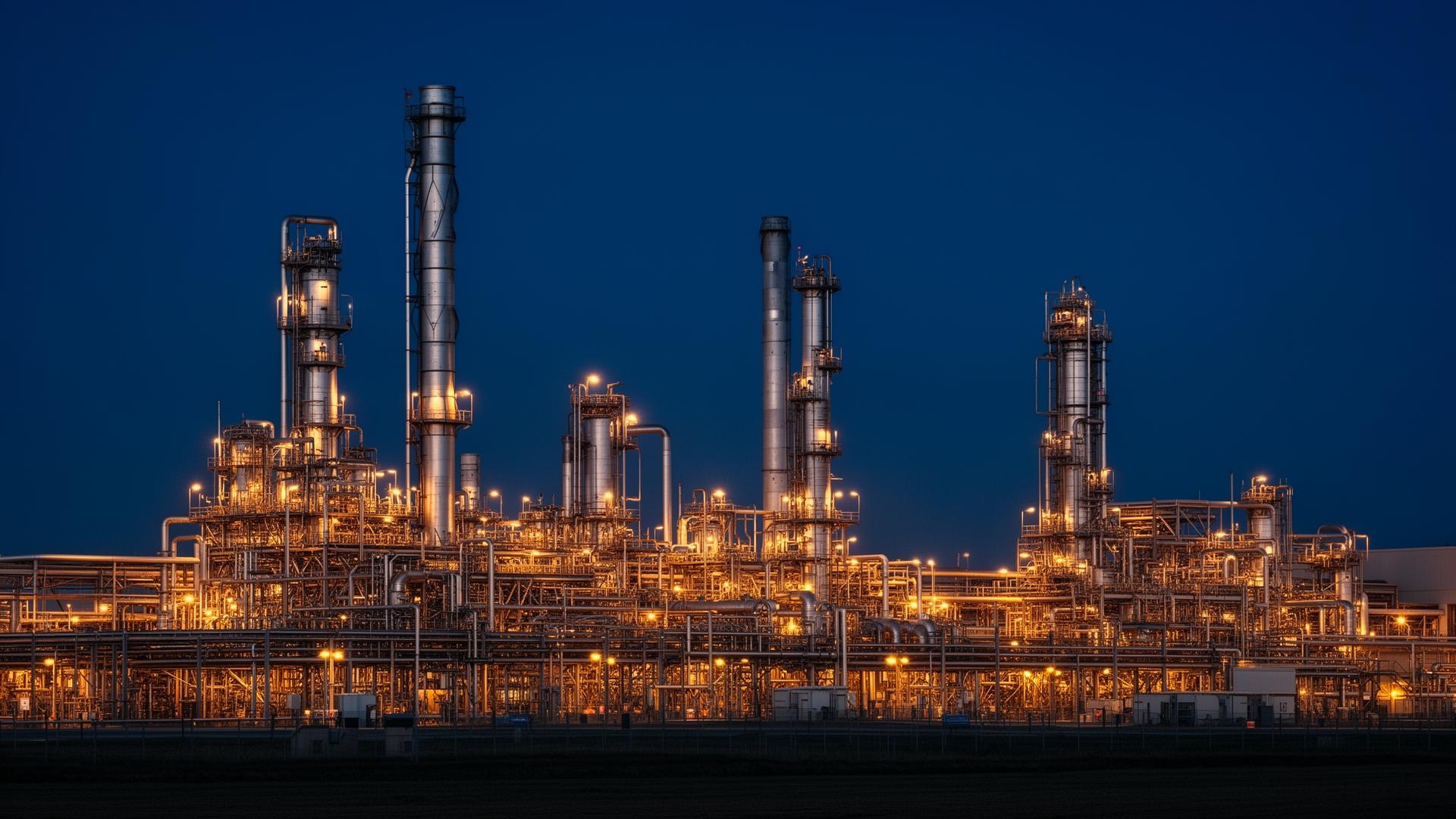 Industrial refinery at dusk